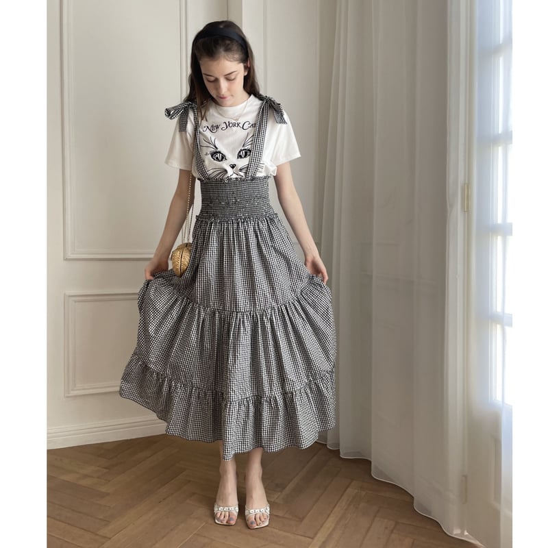 ribbon gather tiered 2way onepiece gingham | épine 