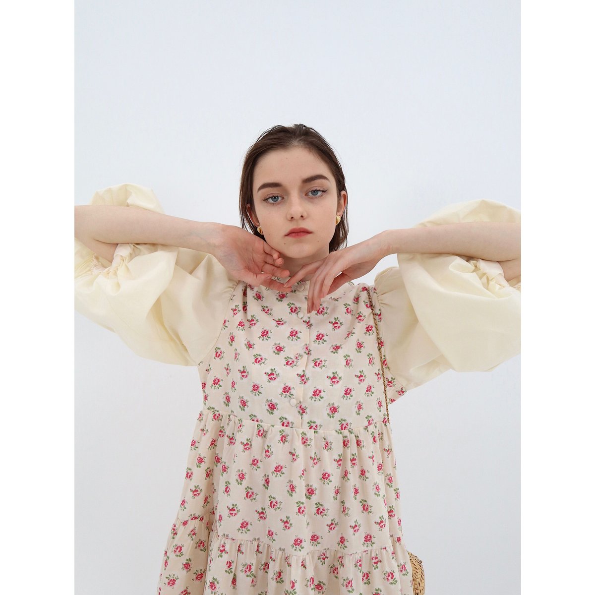arm balloon flower tunic onepiece pink | épine arm balloon flower tunic onepiece pink | épine