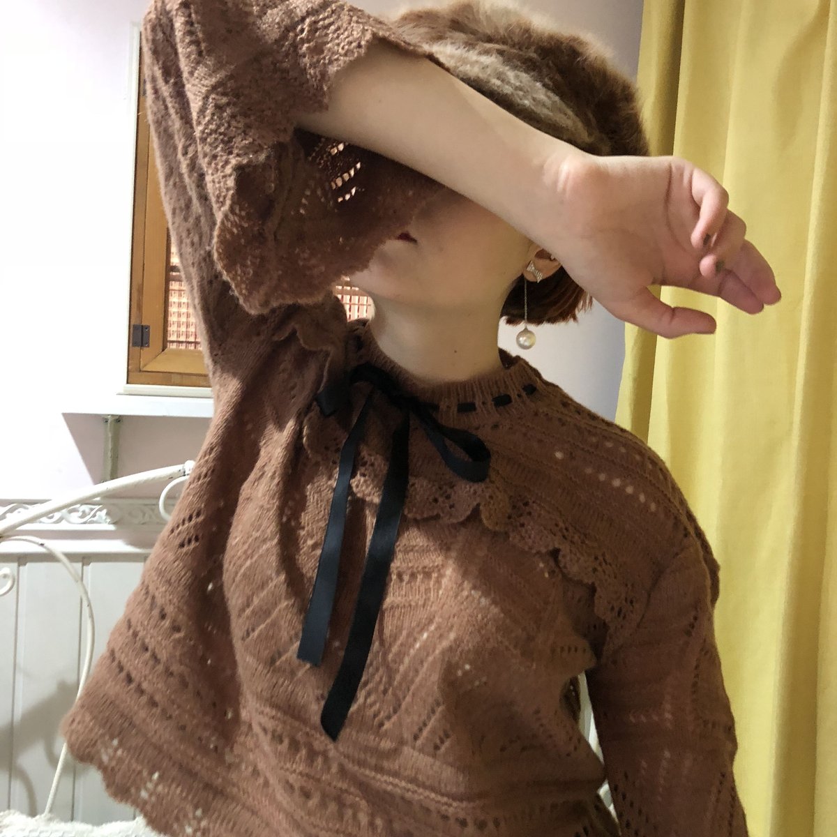 lace up ribbon knit camisole 本日削除