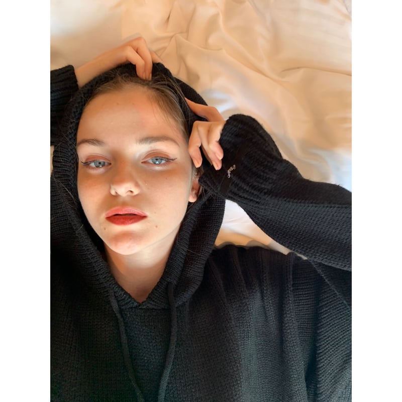 épine label loose knit hoodie black | épine