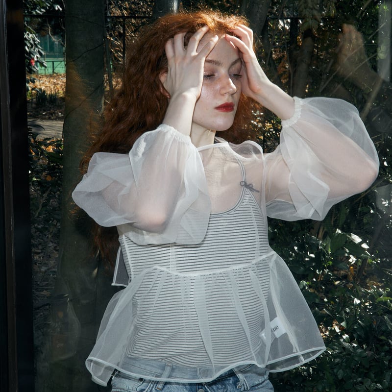 epa organdy dot blouse whiteドットオーガンジー epa organdy dot blouse whiteドットオーガンジー