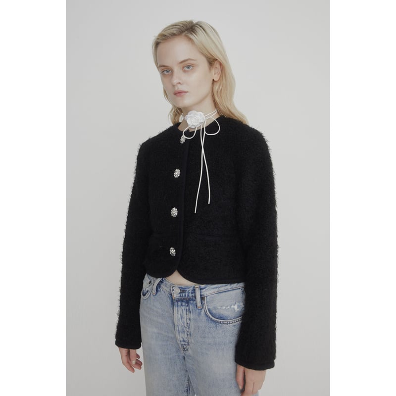 エピヌbijou fur jacket black