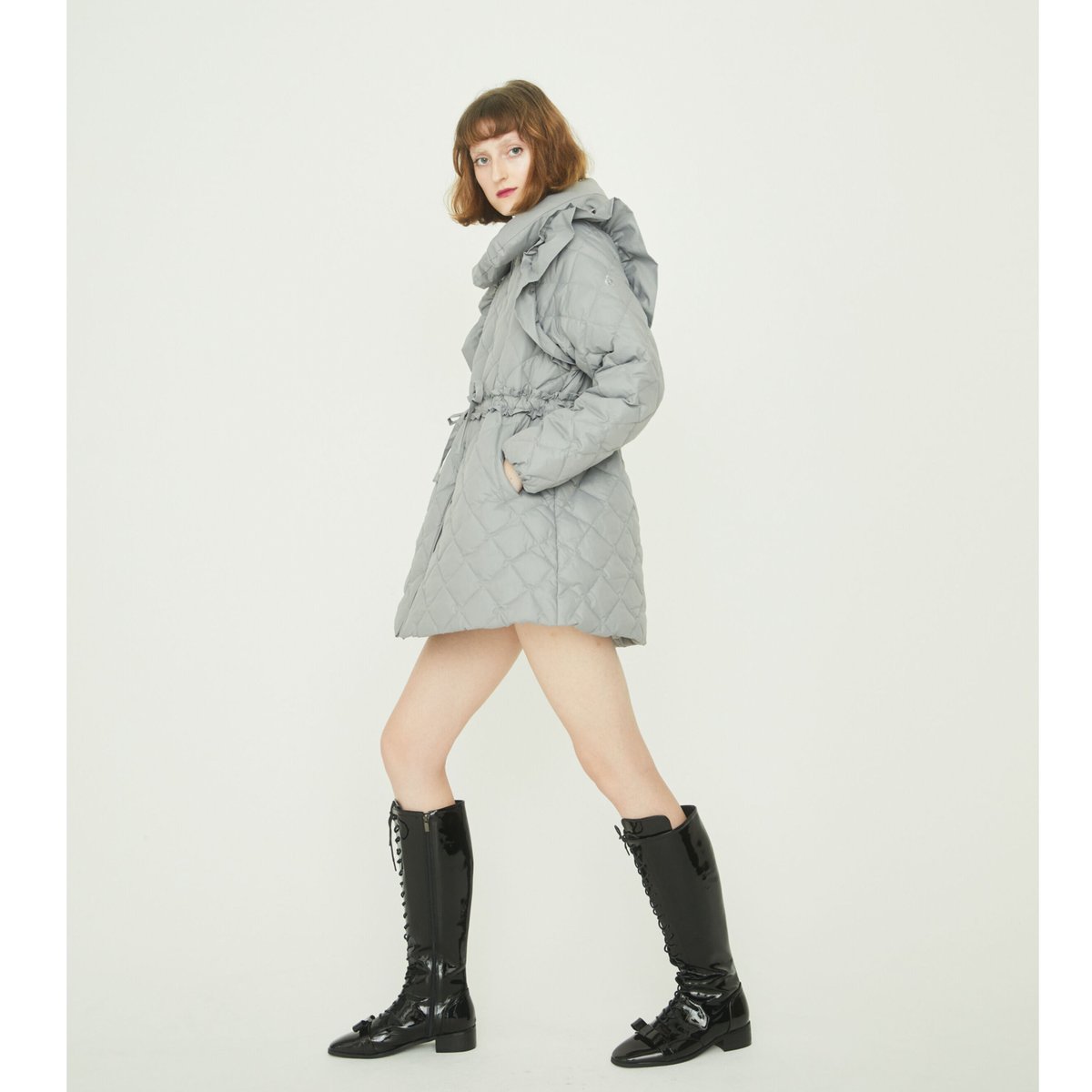 é zipper quilting long down coat gray | épine é zipper quilting long down coat gray | épine