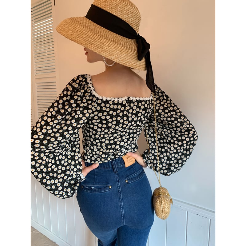 flower square neck blouse | épine
