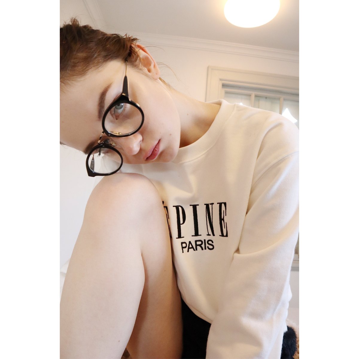 ÉPINE PARIS embroidery sweat white×black | épine