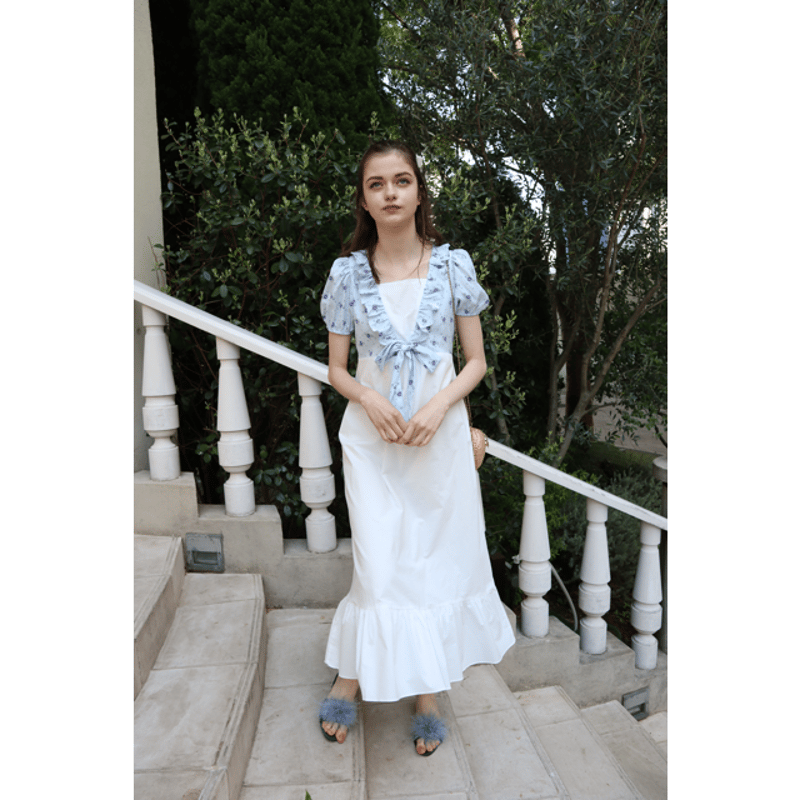 flower bolero frill long onepiece ice blue | épine flower bolero frill long onepiece ice blue | épine