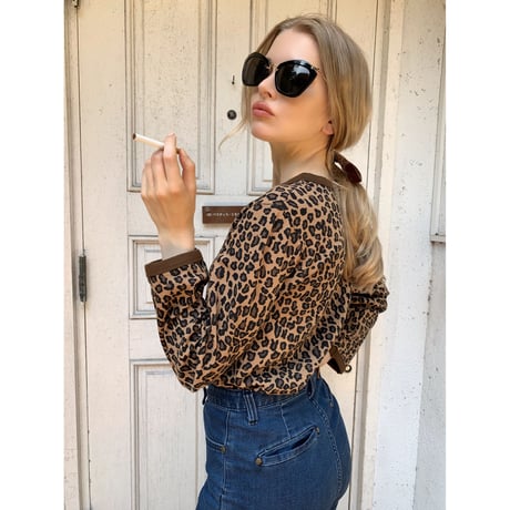 piping leopard long tee