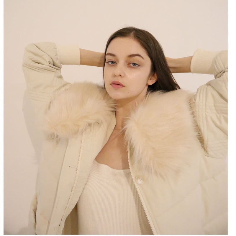 fur collar quilting down coat ivory | épine