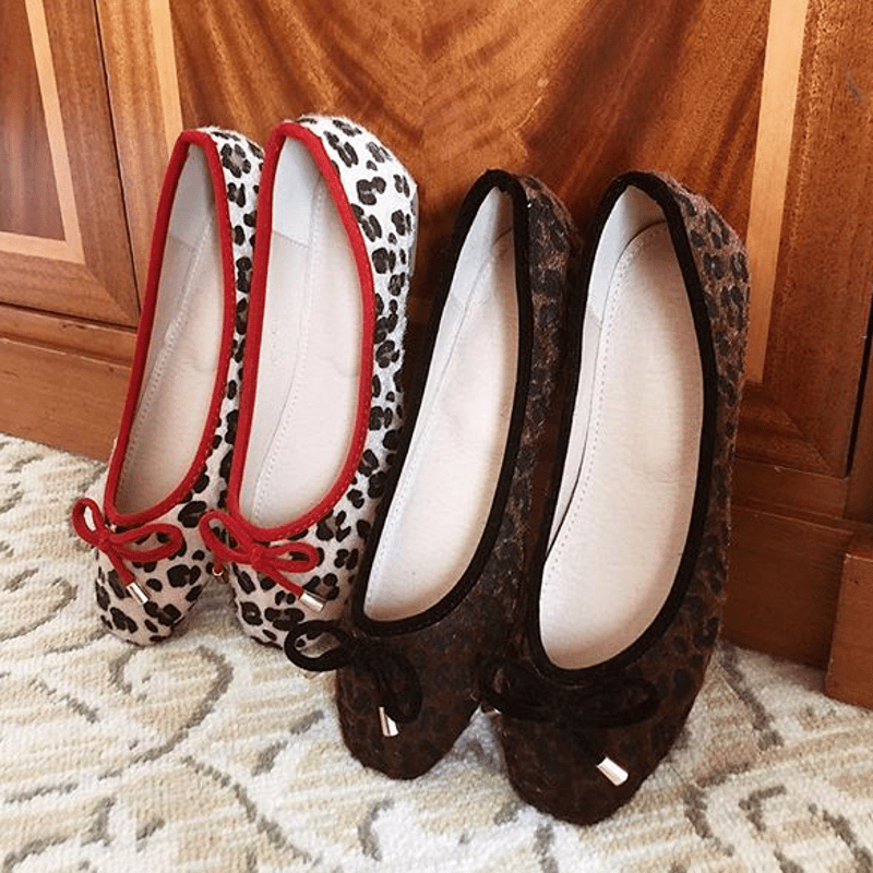 【Saint Laurent】レオパードポピーバレエフラット leopard ribbon ballet shoes | épine