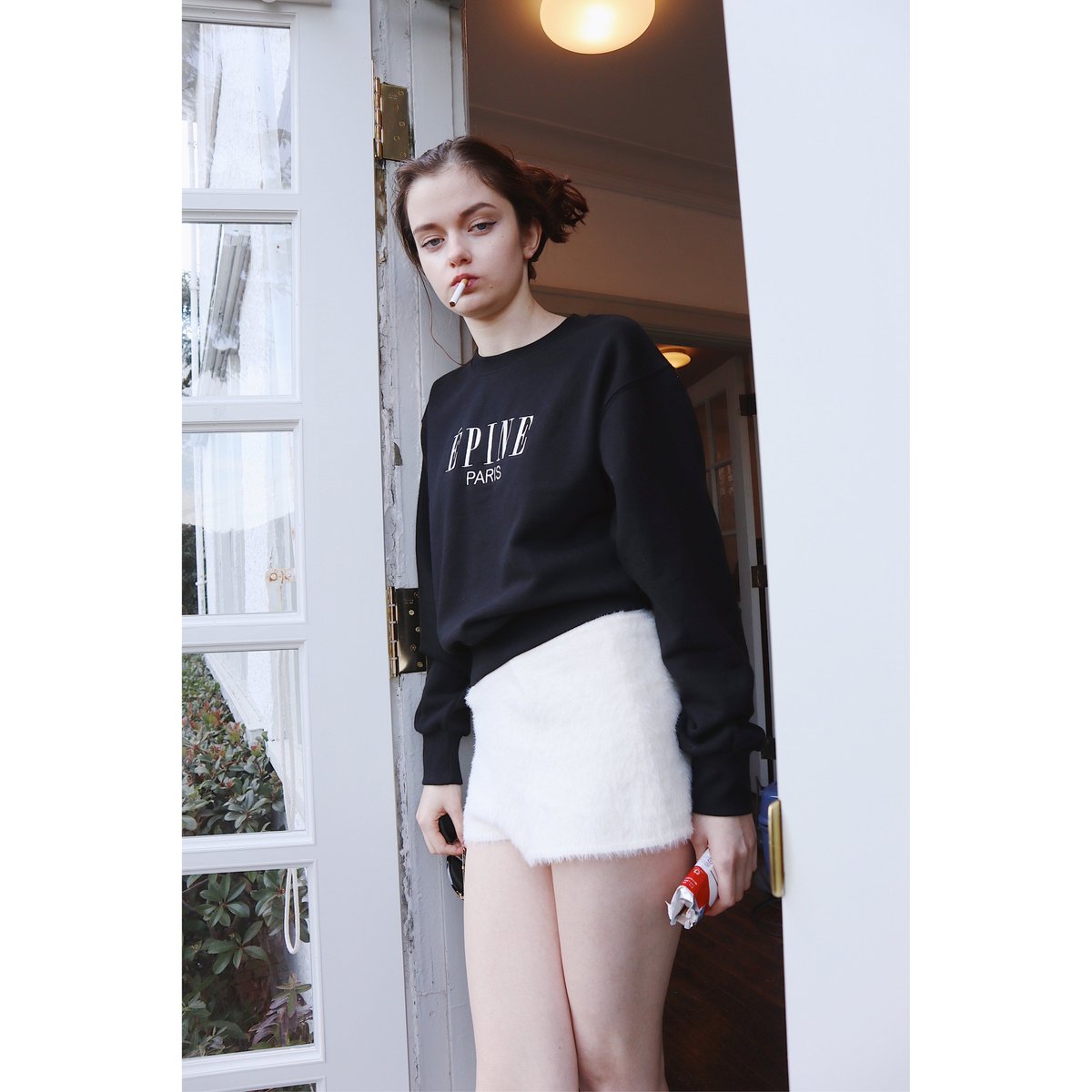 ÉPINE PARIS embroidery sweat black×white | épine ÉPINE PARIS embroidery sweat black×white | épine