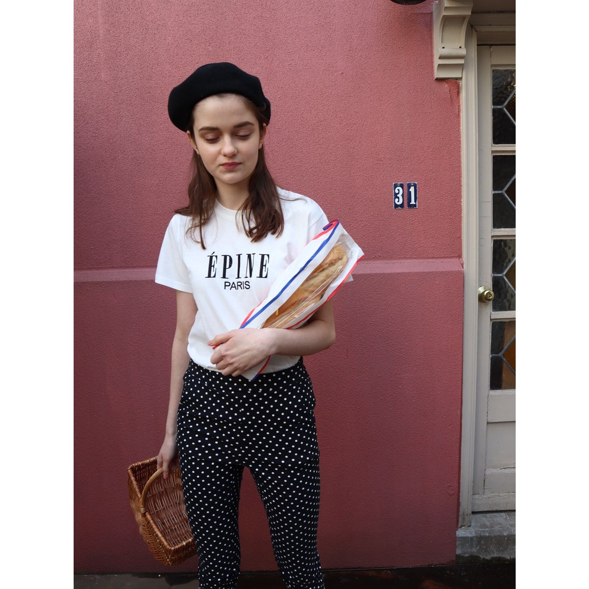 ÉPINE PARIS embroidery tee white×black | épine