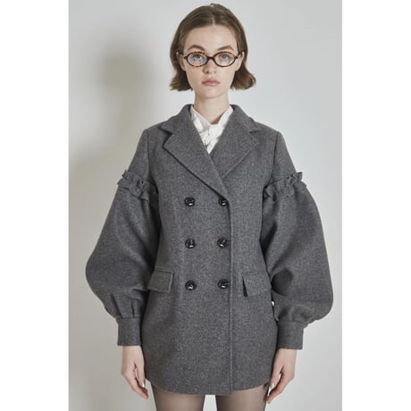 volume wool tailored coat gray
