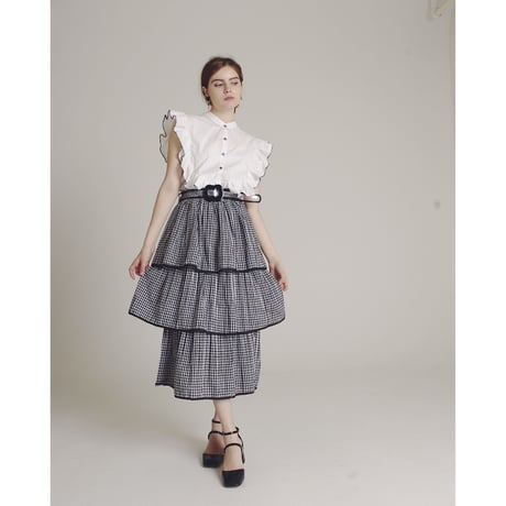 gingham check  3volume skirt