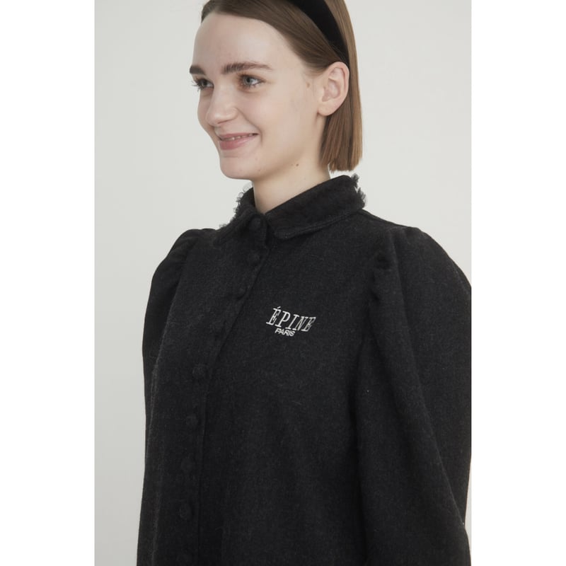 ÉPINE PARIS tulle wool blouse nuance black | épine