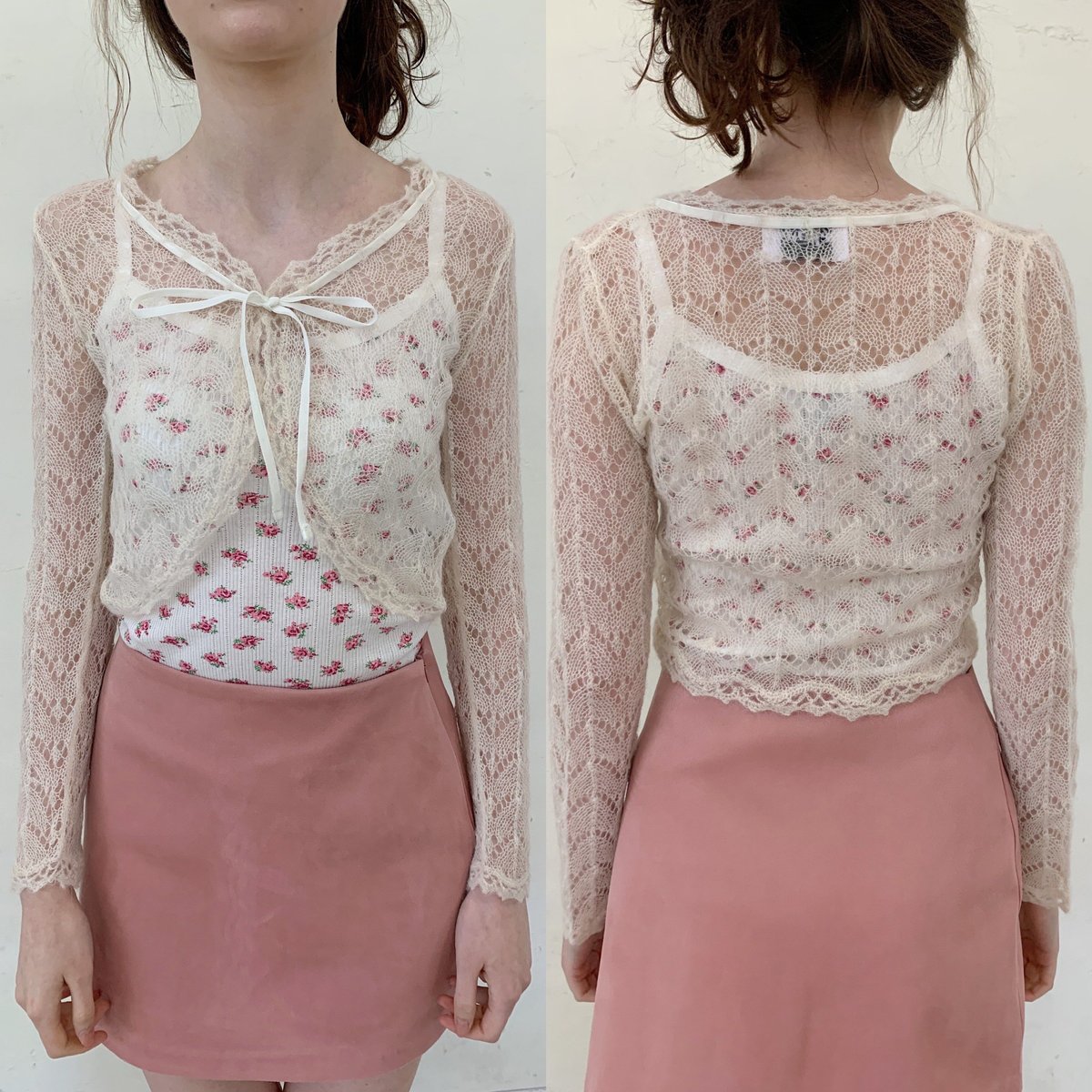 mohair low gauge ribbon cardigan ivory | épine mohair low gauge ribbon cardigan ivory | épine