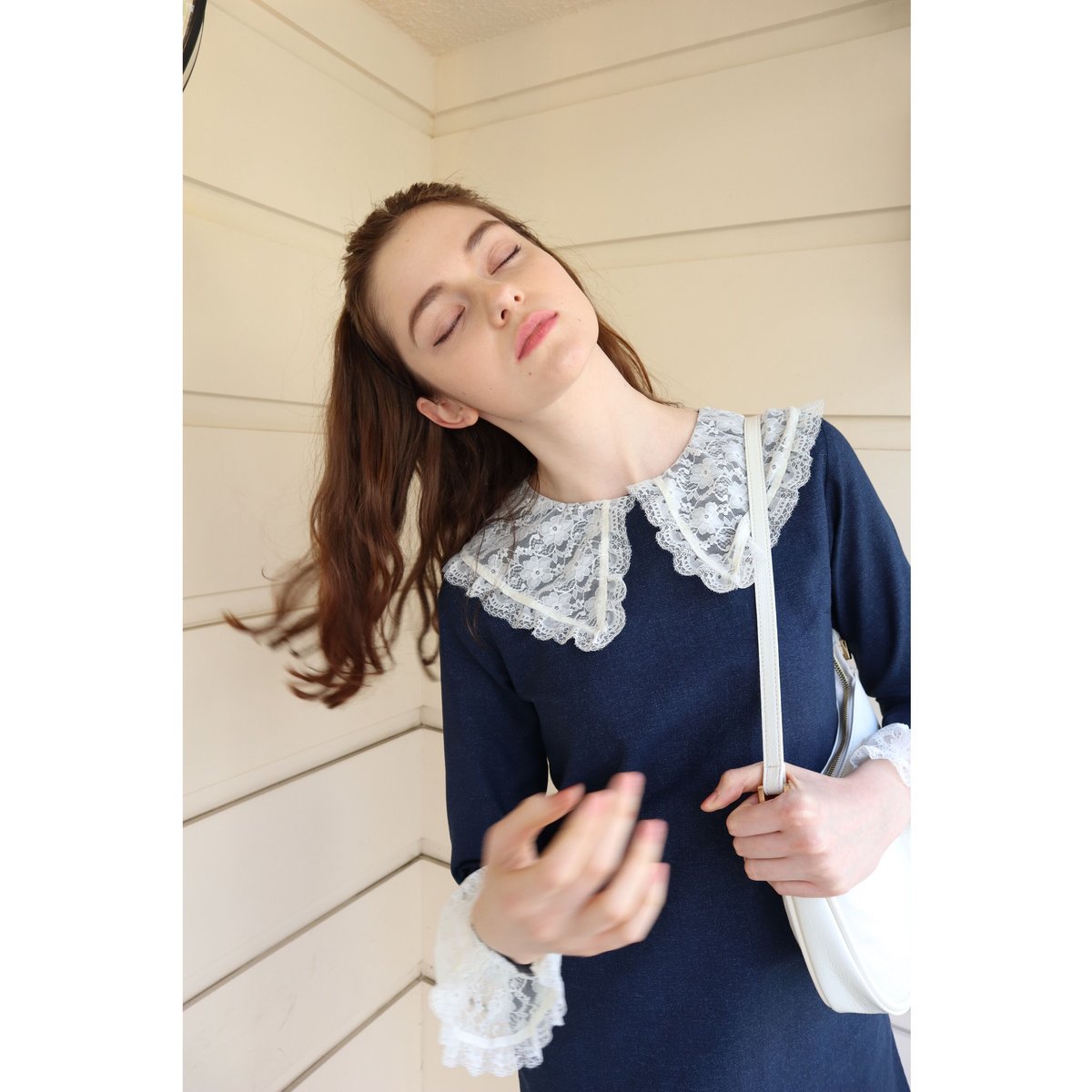 lace collar denim onepiece | épine lace collar denim onepiece | épine