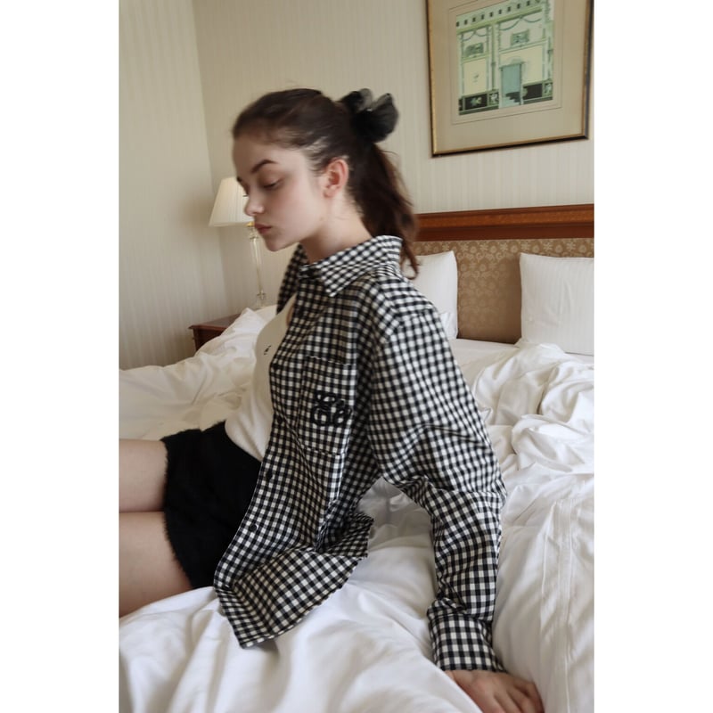 Eé embroidery big shirt gingham | épine