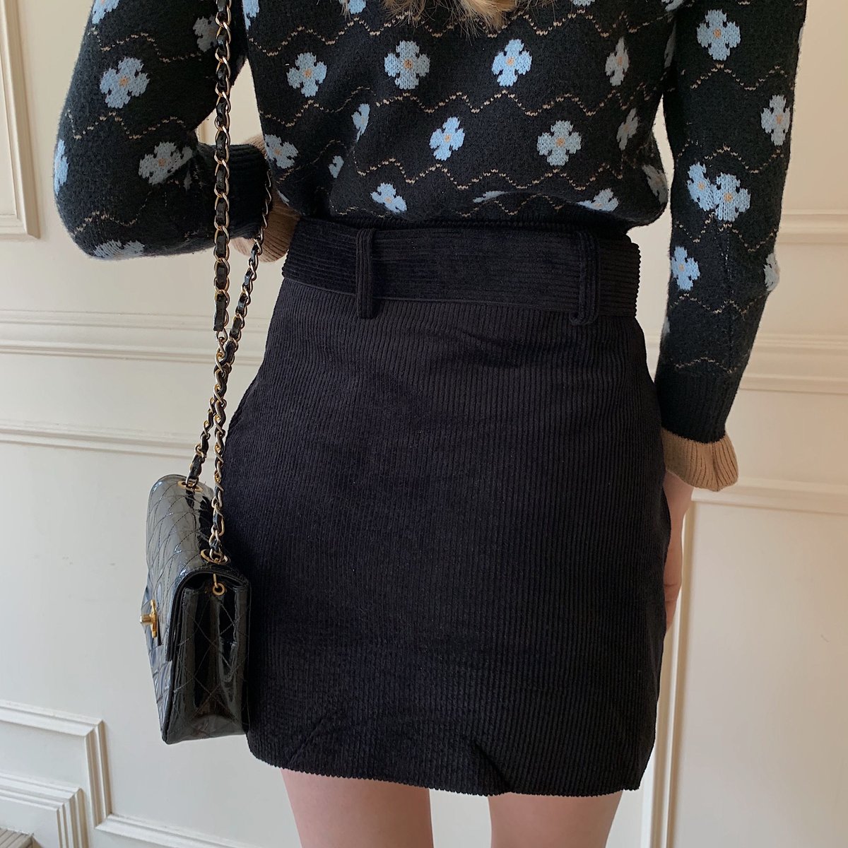 corduroy belt mini skirt black | épine corduroy belt mini skirt black | épine