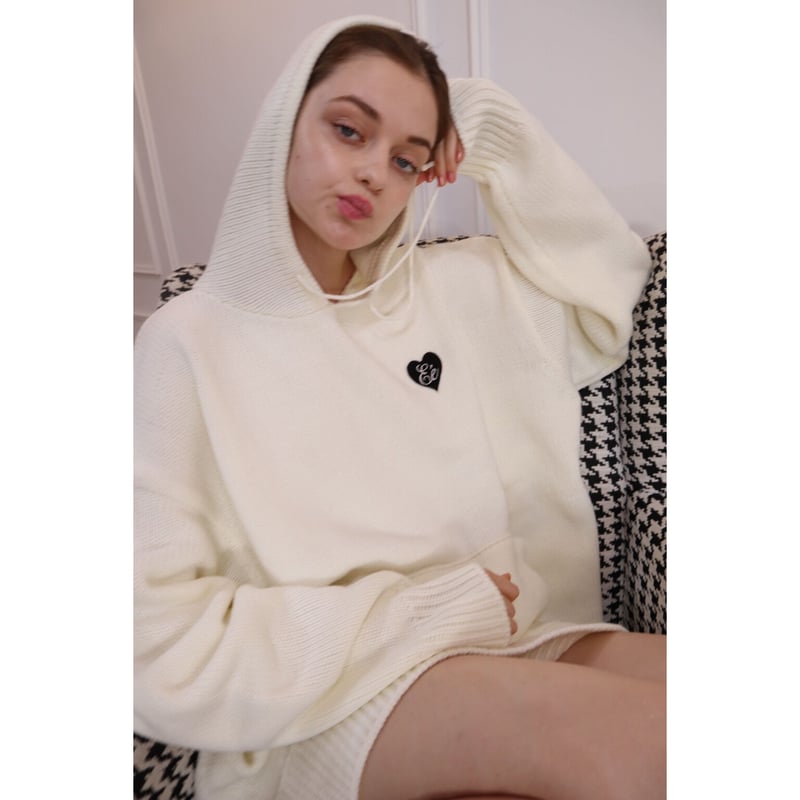 Epine Ee knit hoodie white