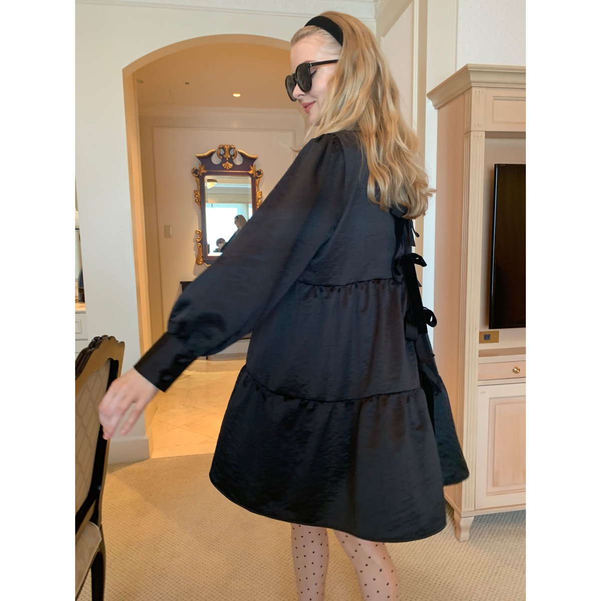 back ribbon tiered onepiece black | épine 