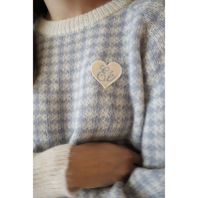 épine - epine check knit cardigan ♡Eé check knit white×iceblue | épine