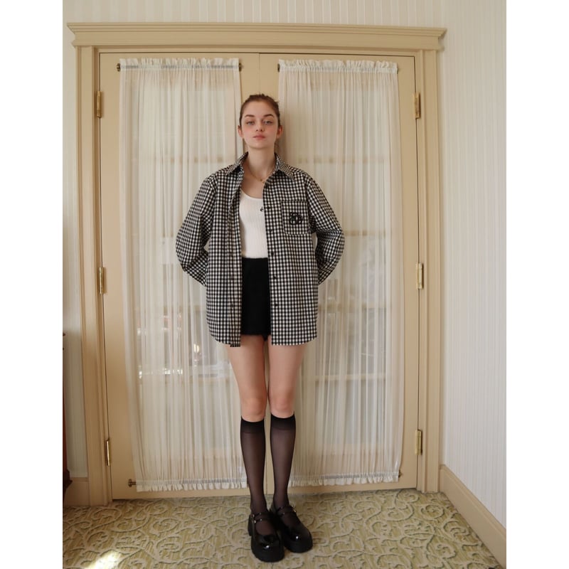 Eé embroidery big shirt gingham | épine