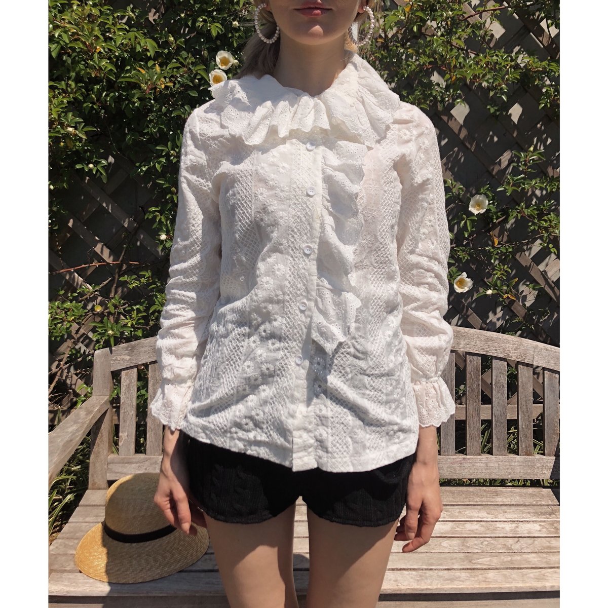 cotton lace 2way frill blouse | épine