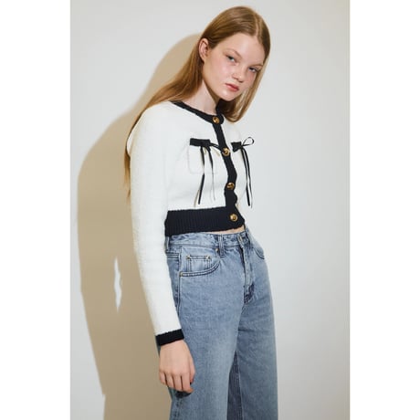épine piping ribbon cardigan（2 color）