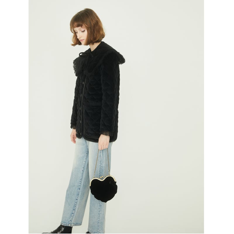 collar 2way tulle piping quilting down coat vel
