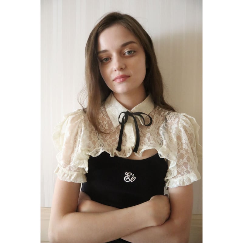 トップスepine cropped frill ribbon 2way blouse - シャツ/ブラウス 