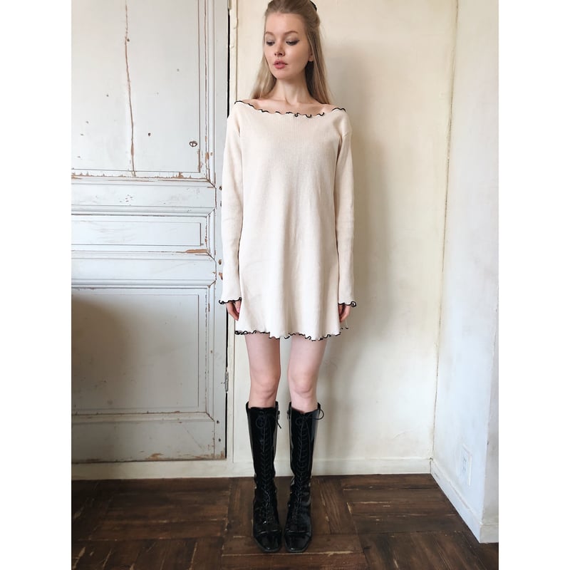 piping frill thermal onepiece ivory