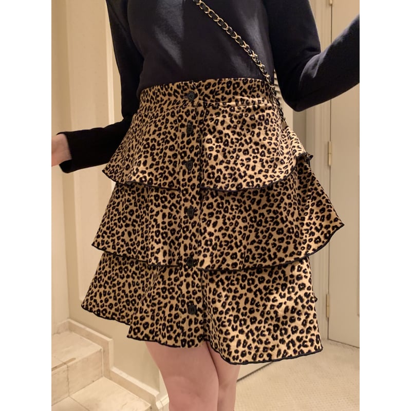 leopard piping 3frill mini skirt | épine