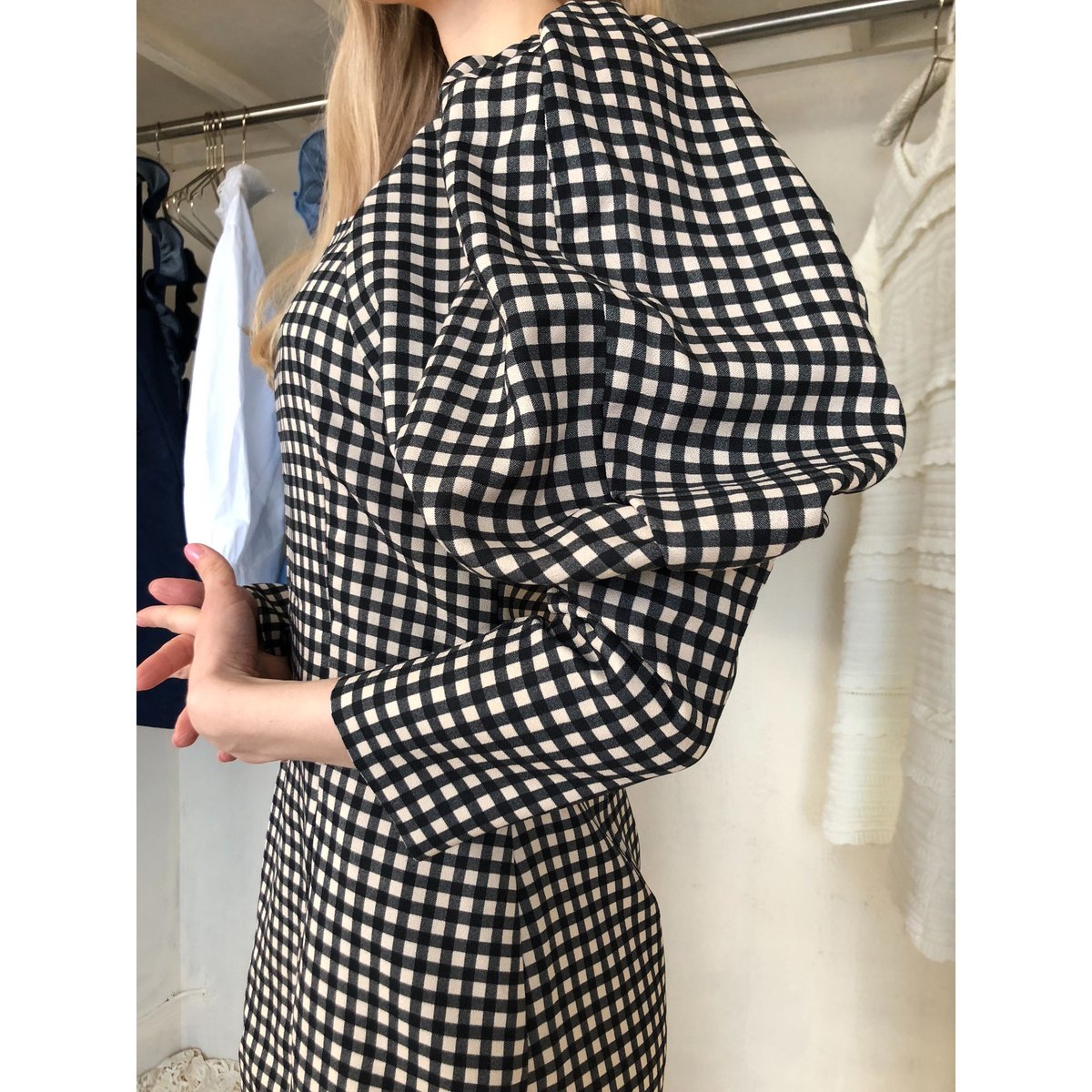 epine ギンガムチェックワンピース epine ギンガムチェックワンピース square neck gingham