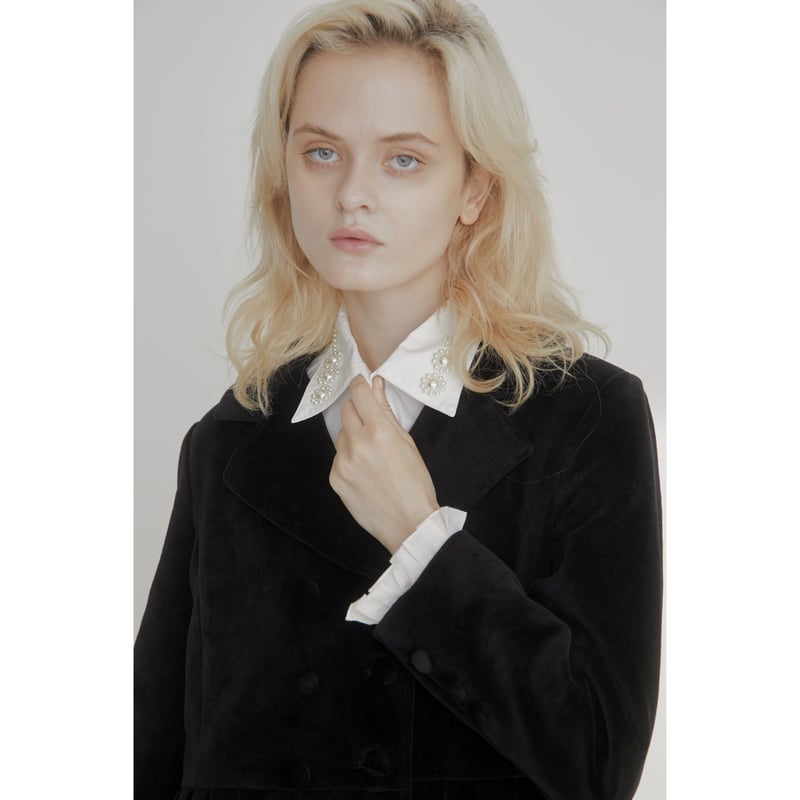 pleats frill jacket velours black | épine