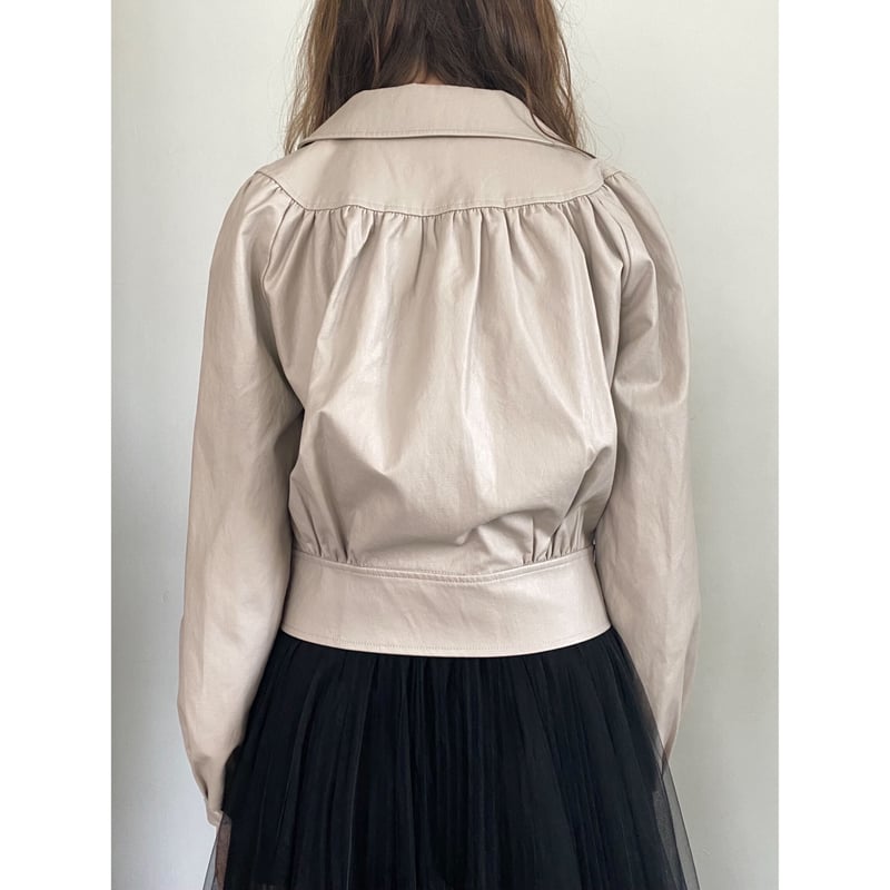 leather lady jacket grayish beige | épine