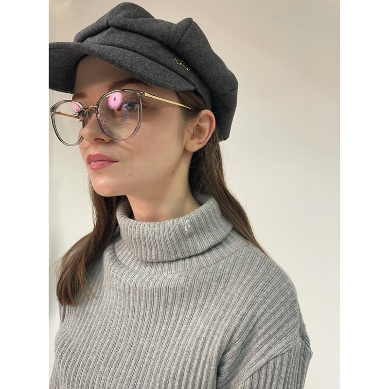 é embroidery rib knit high neck gray | épine