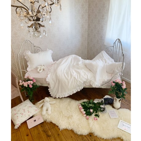 【épine HOME限定品】stripe flower frill bed cover 3set pink