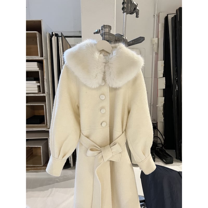 epine feminine fur collar long coat