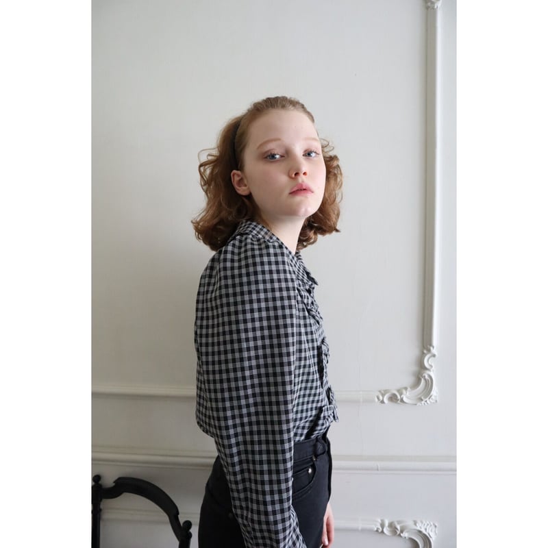 big ribbon puff blouse check | épine