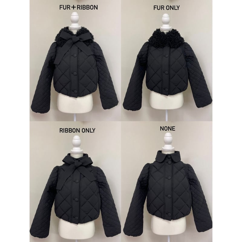 furribbon quilting short down coat black