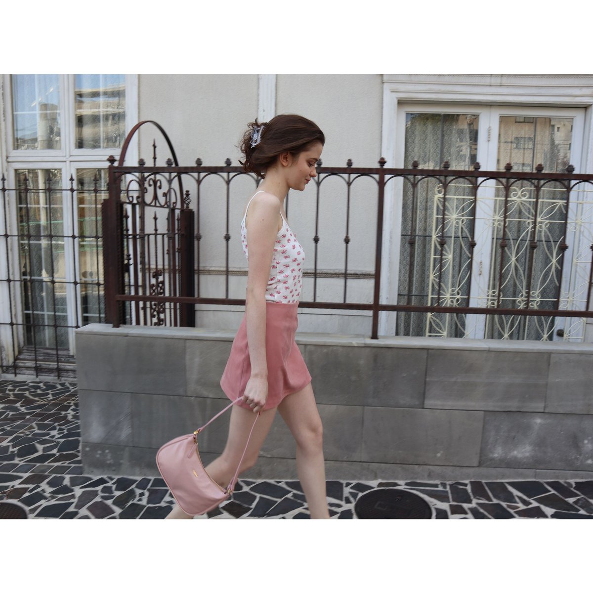 flower ribbon camisole white×pink | épine flower ribbon camisole white×pink | épine