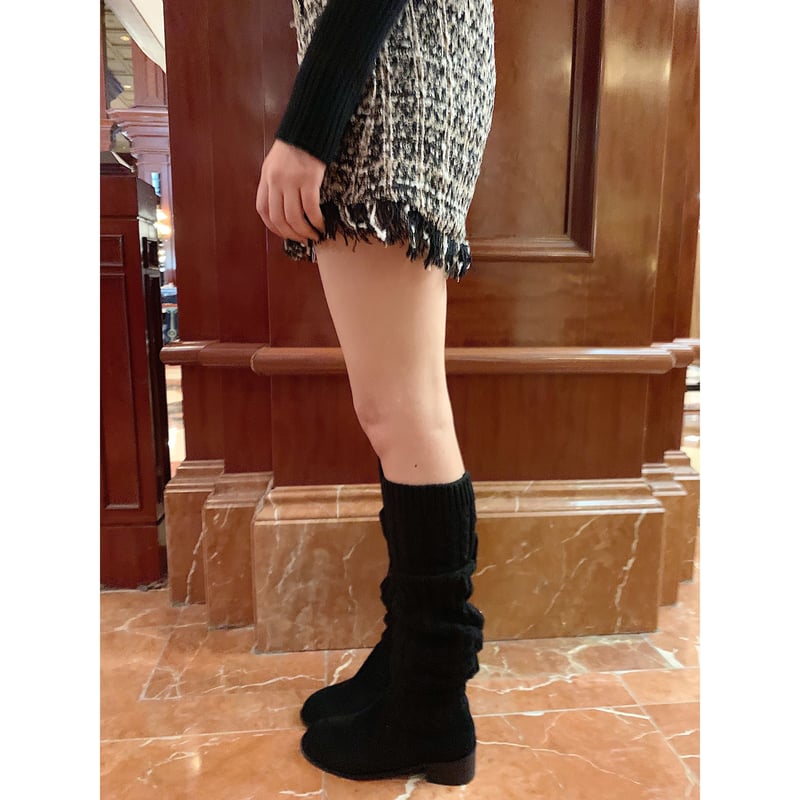 knit knee-high boots black | épine