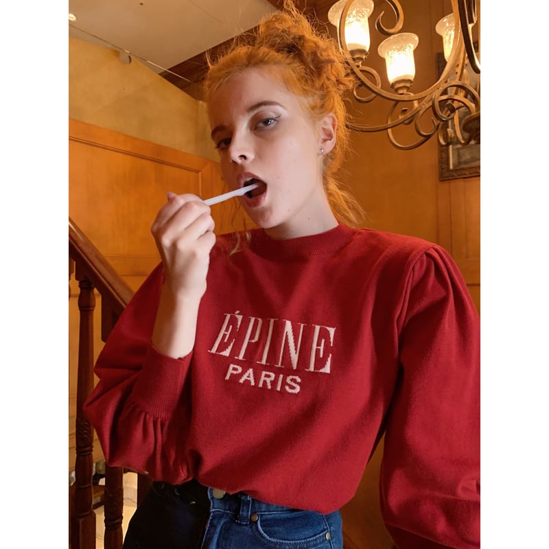 ÉPINE logo arm volume knit red | épine
