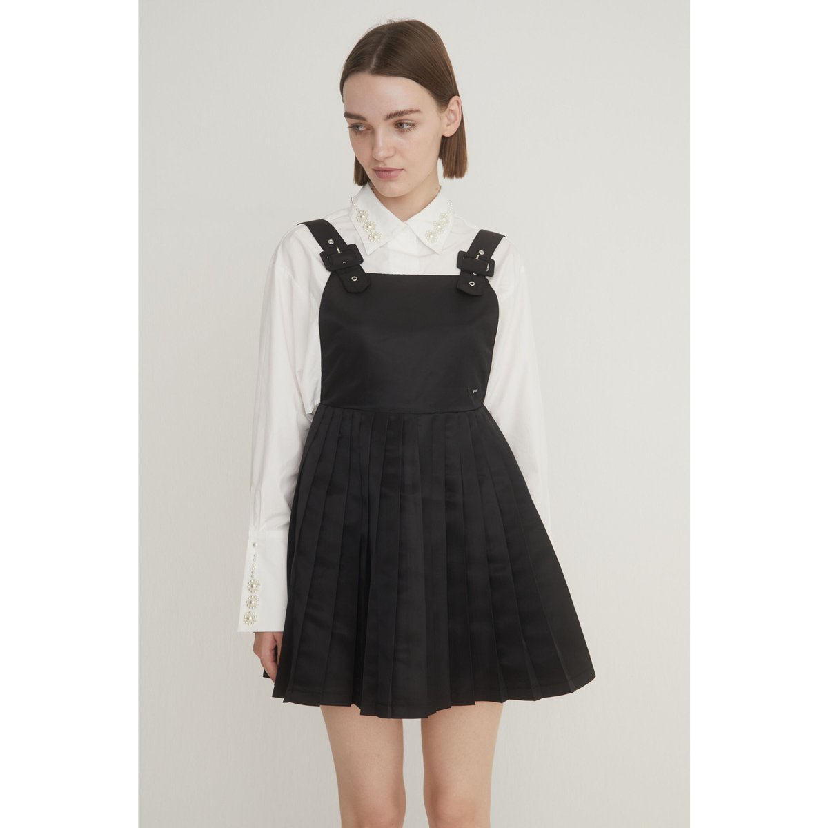 épine label pleats onepiece nylon black