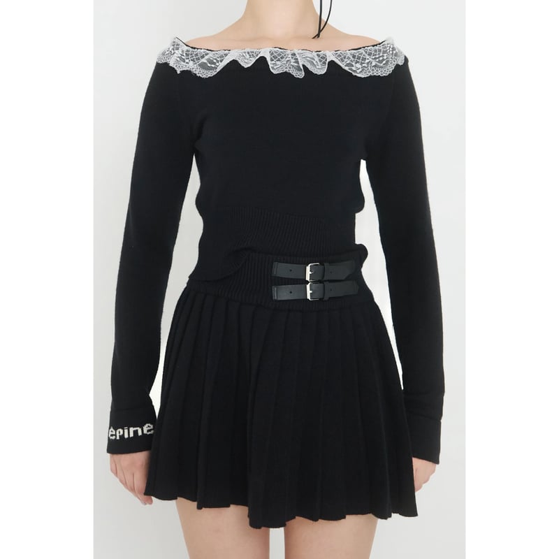 épine lace knit & pleats skirt set up épine lace knit & pleats skirt set up