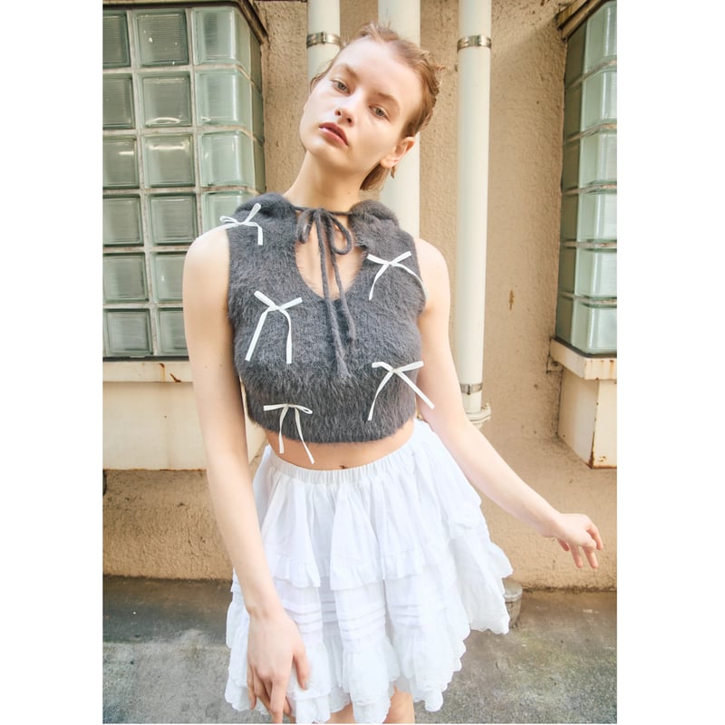 épine ribbon shaggy knit hoodie（2 color） | épine