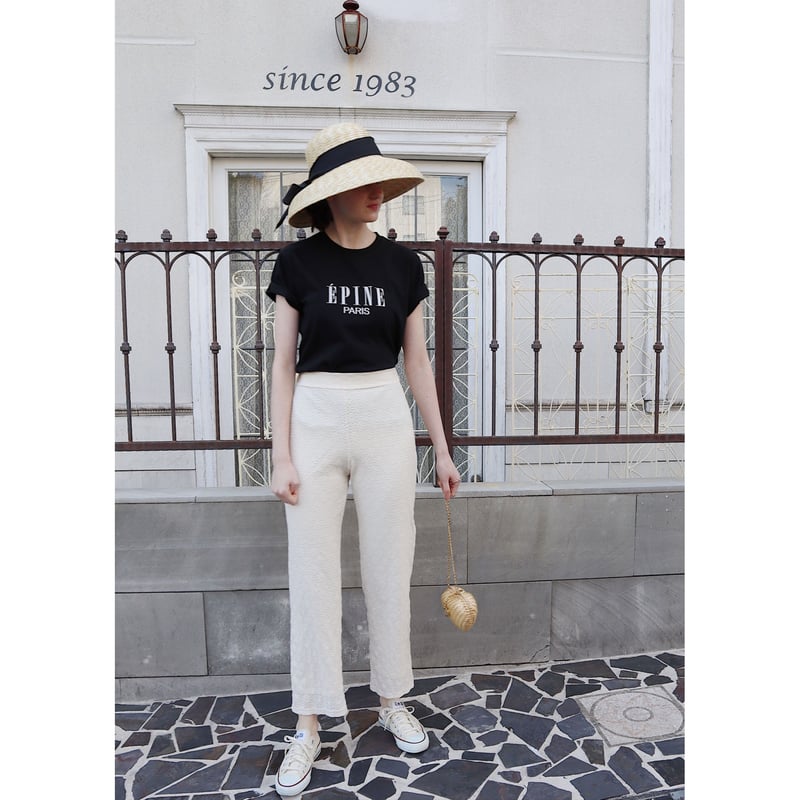 ÉPINE PARIS embroidery tee black×white | épine