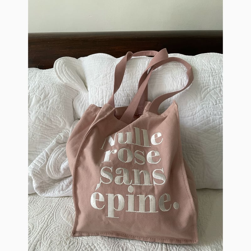 Nulle rose sans épine embroidery tote bag pink×