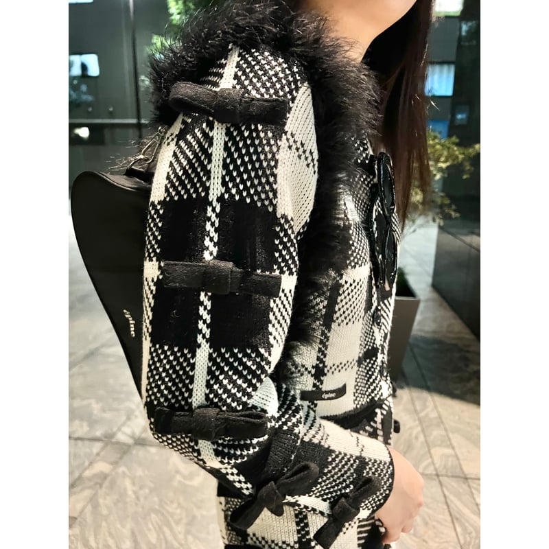 épine label ribbon check cardigan | épine épine label ribbon check cardigan | épine