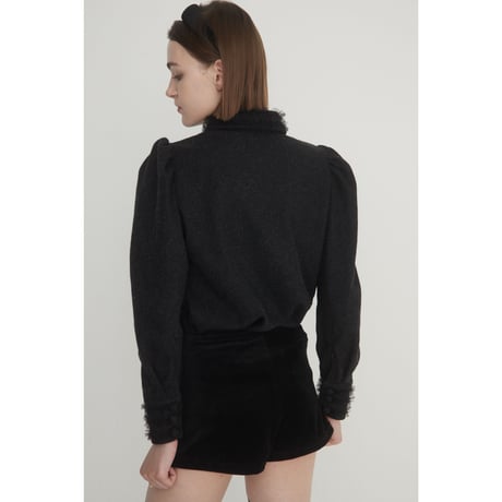 ÉPINE PARIS tulle wool blouse nuance black